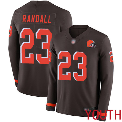 Cleveland Browns Damarious Randall Youth Brown Limited Jersey 23 NFL Football Therma Long Sleeve